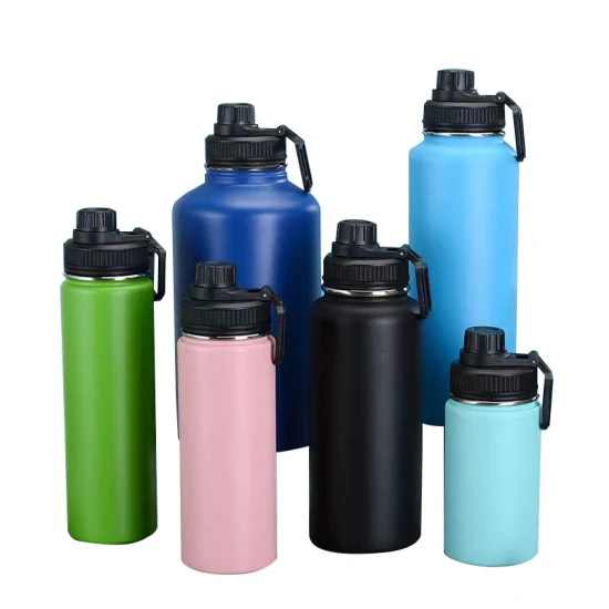 Tragbare, doppelwandige, isolierte Outdoor-Sport-Trinkhalm-Kunststoff-Wasserflasche aus Edelstahl