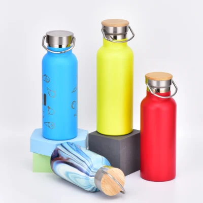 Doppelwandige, umweltfreundliche, vakuumisolierte Sportwasserflasche aus Edelstahl mit Deckel