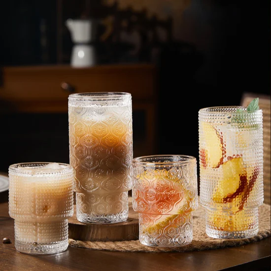 Großhandel klassische transparente Kaffeegläser Whiskey Saft Wasser Glas Tasse Becher Glaswaren